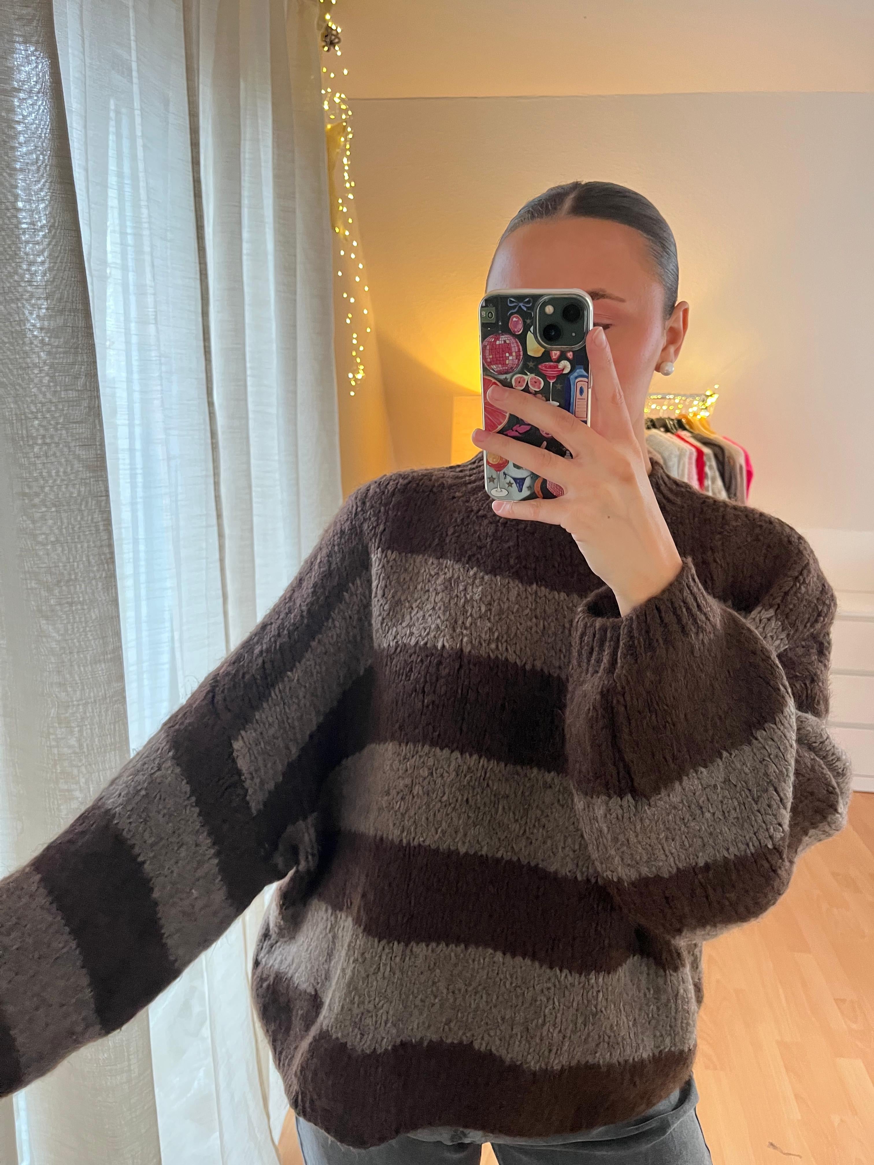 Strickpullover „Romy“ – braun & schokobraun gestreift