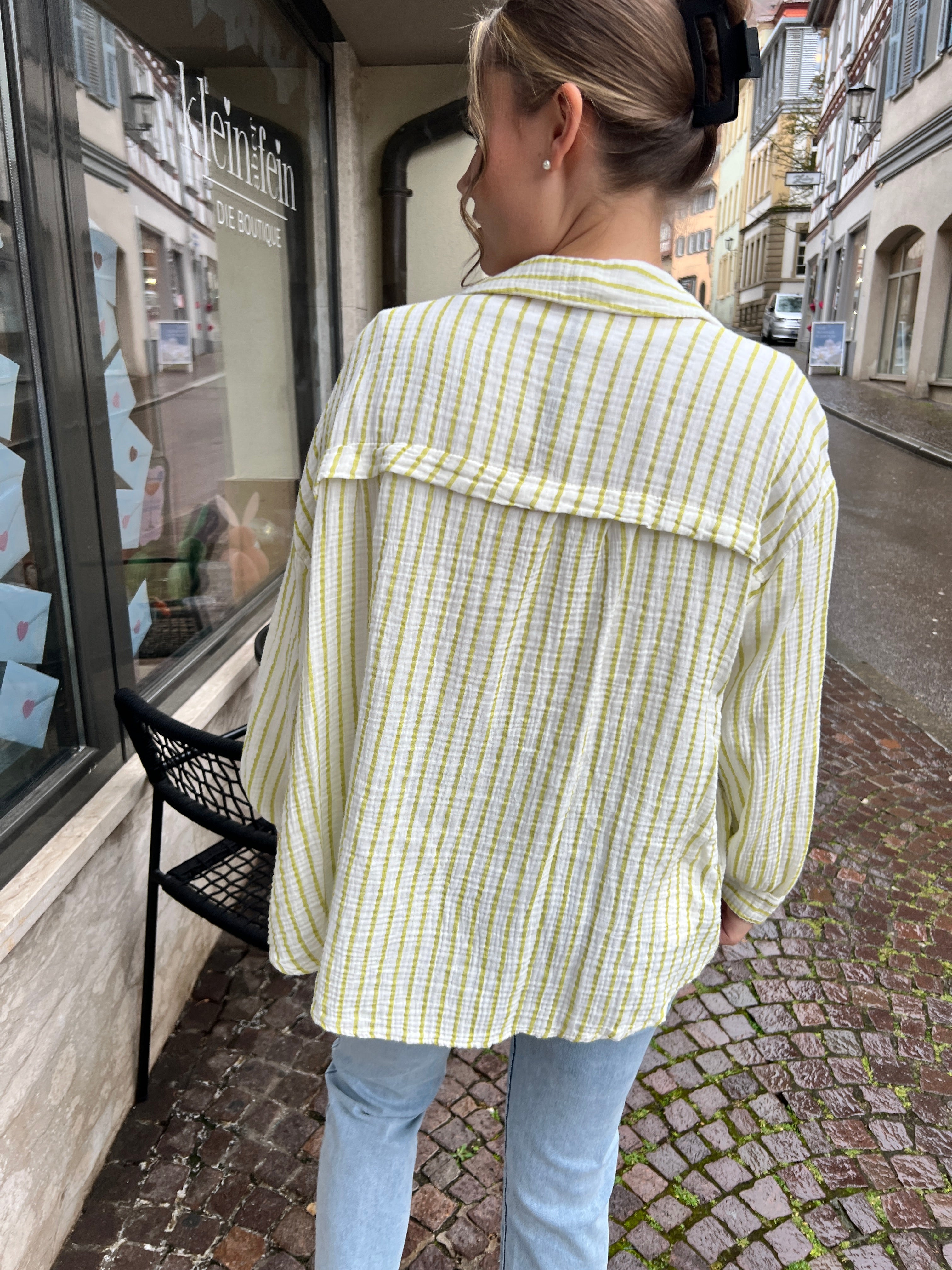 Musselinbluse Solea  🖤 grün-weiß