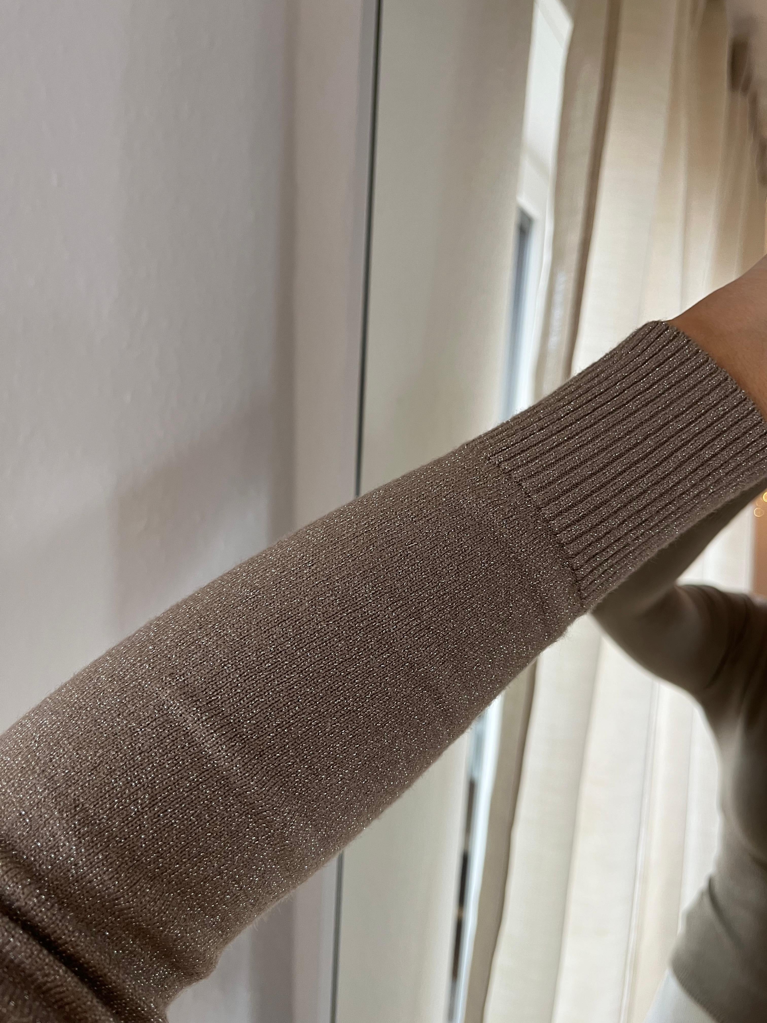 Glitzer-Rollkragenpullover „Yuliya“ – beige