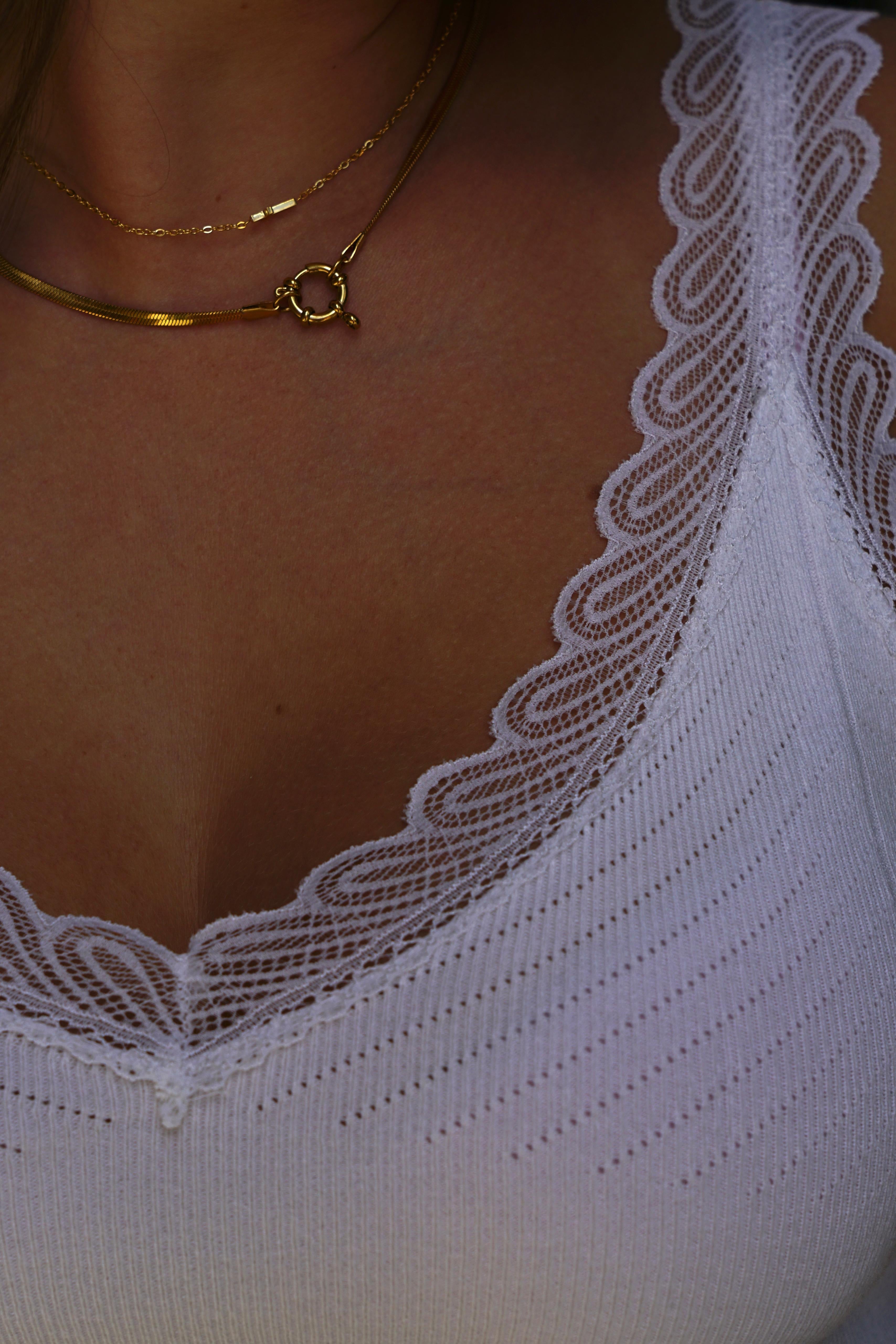 Lace Rib Top – Weiß