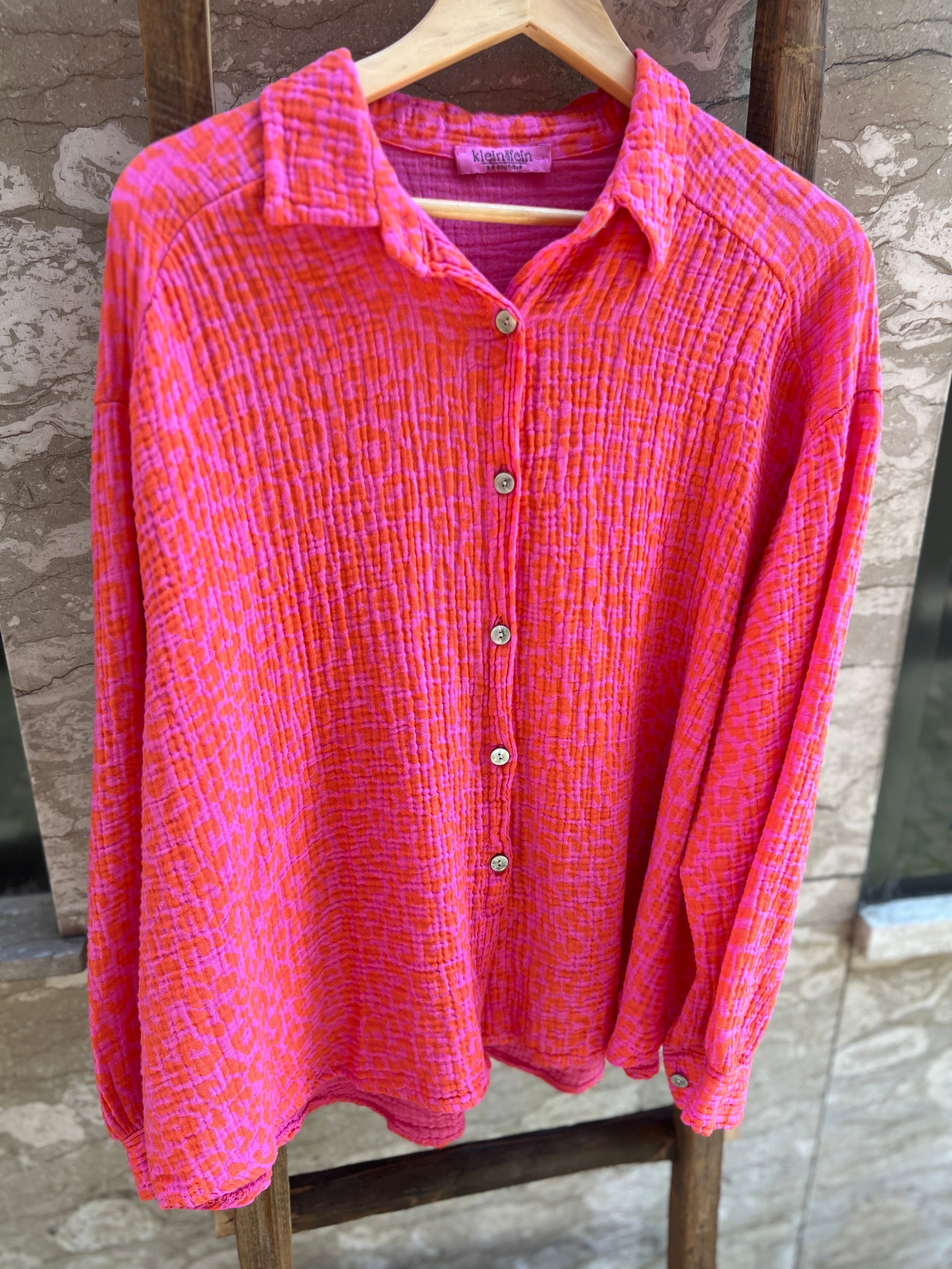 MUSSELINBLUSE LEO orange-pink