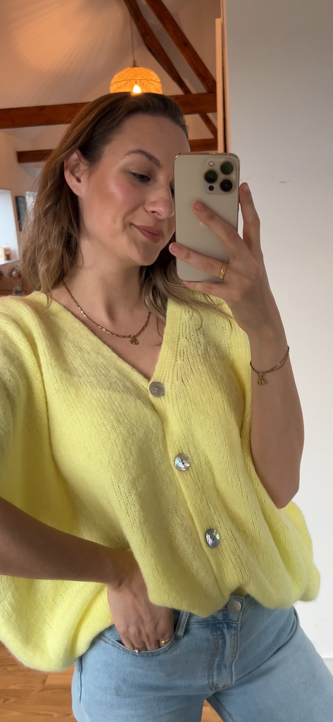 Oversize Strickweste – Gelb