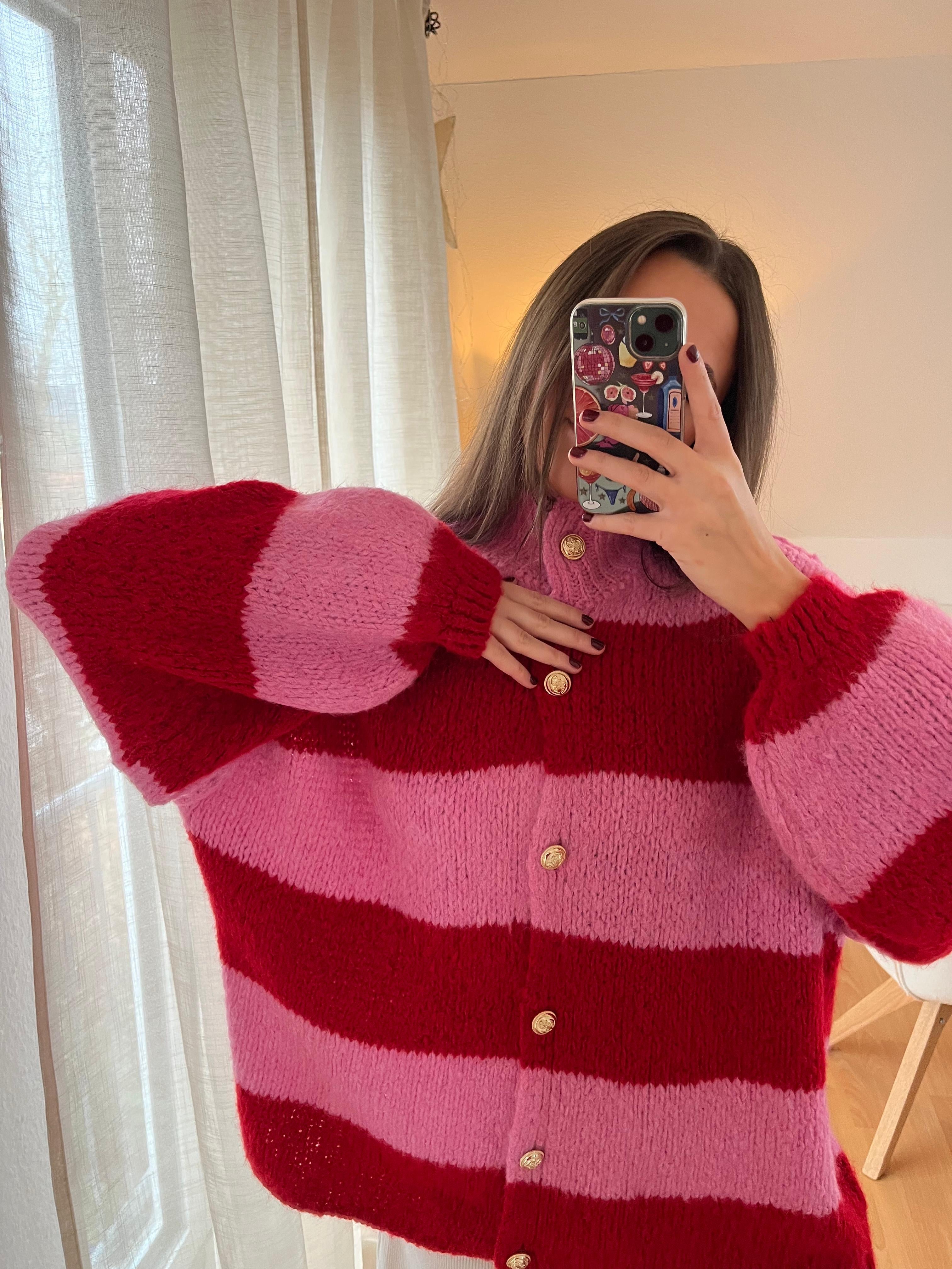 Cardigan „Maris“ – pink-rot gestreift