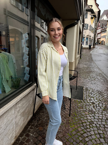Musselinbluse Solea  🖤 grün-weiß