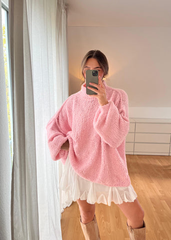 Cozy Bouclé Oversize Pullover – rosa