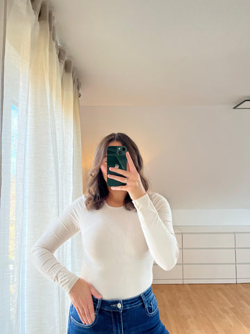 Langarmshirt „Liva“ – Weiß, dein neues Basic-Essential