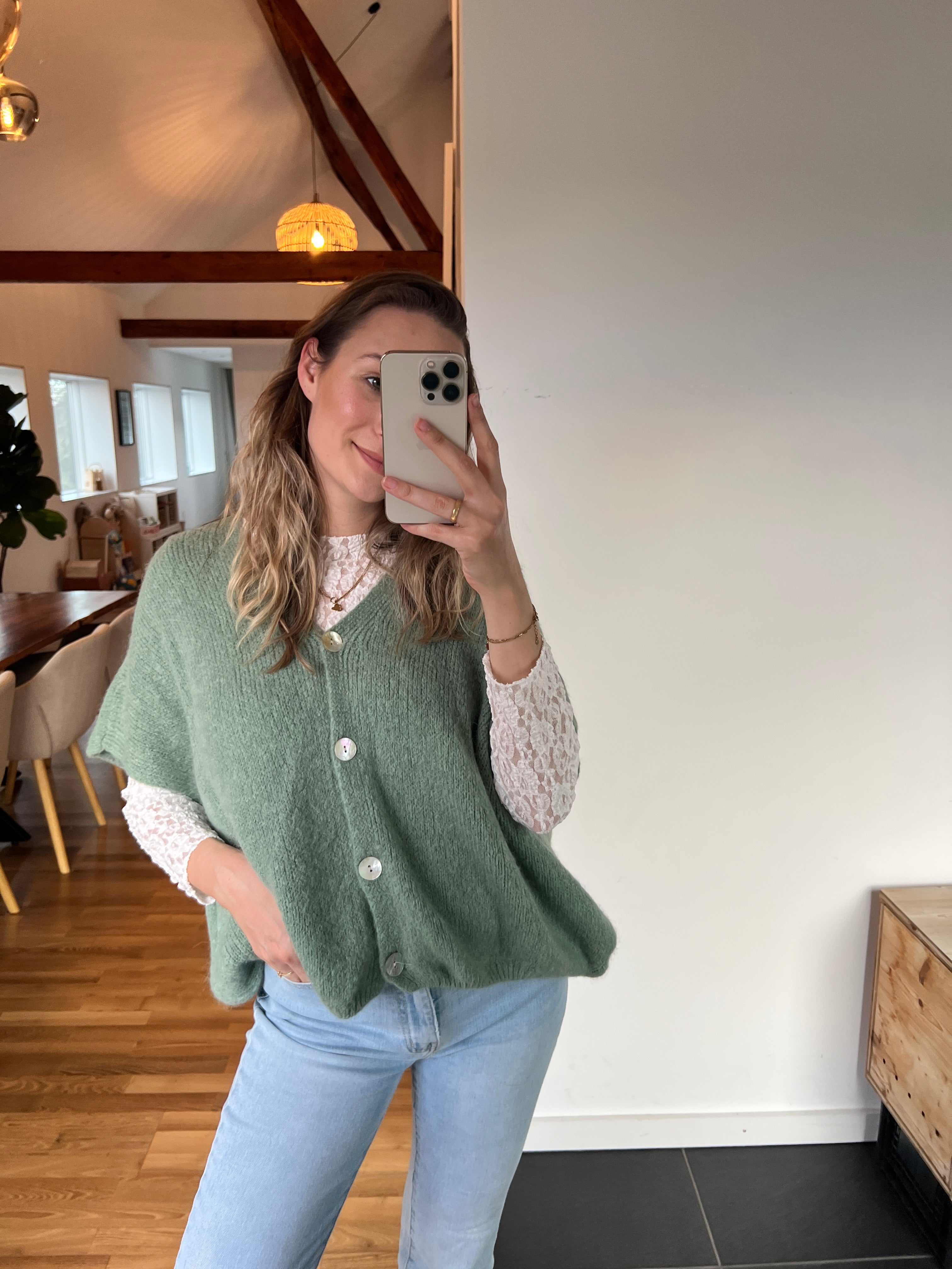 Oversize Strickweste – Grün