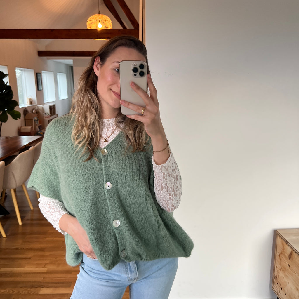 Oversize Strickweste – Grün