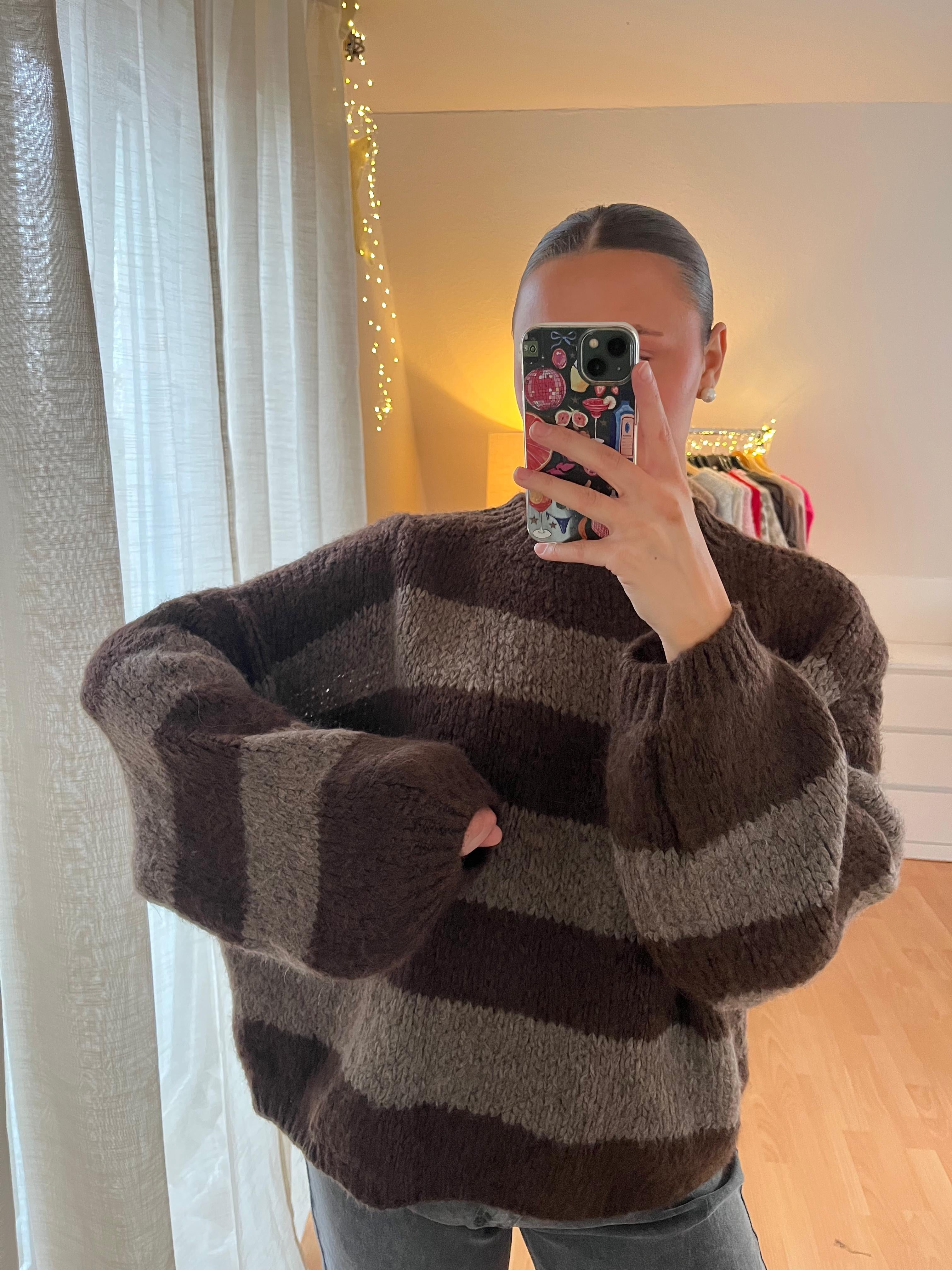 Strickpullover „Romy“ – braun & schokobraun gestreift