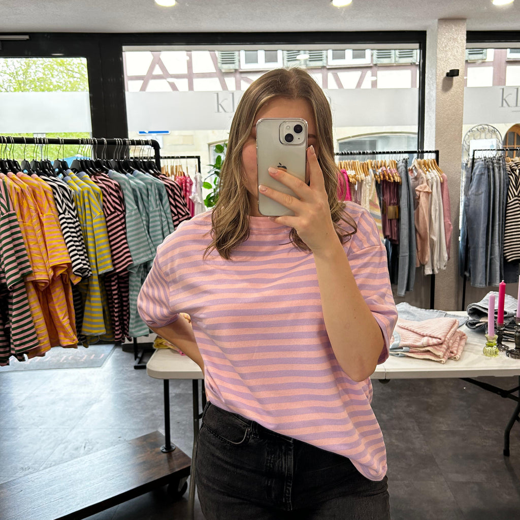 Streifen T-Shirt – Rosa/Flieder
