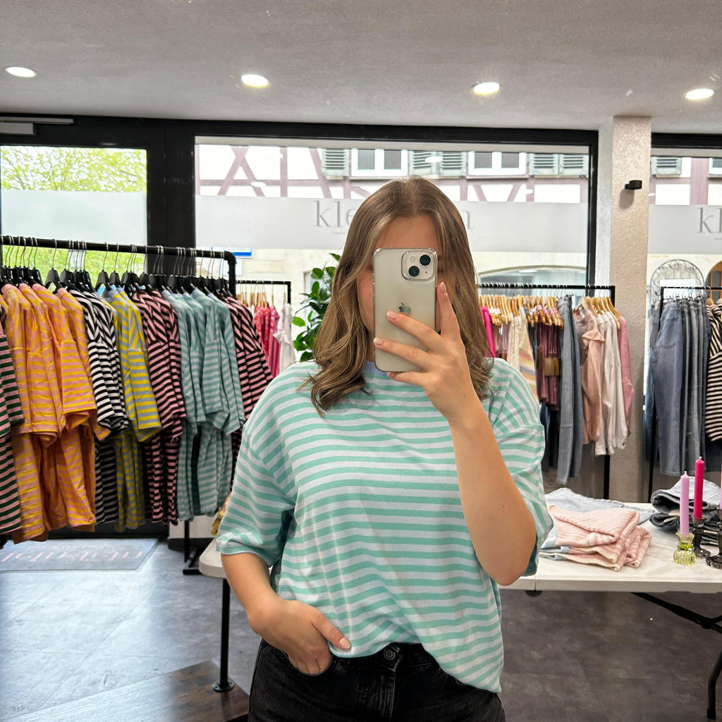 Streifen T-Shirt – Hellblau/Meeresgrün