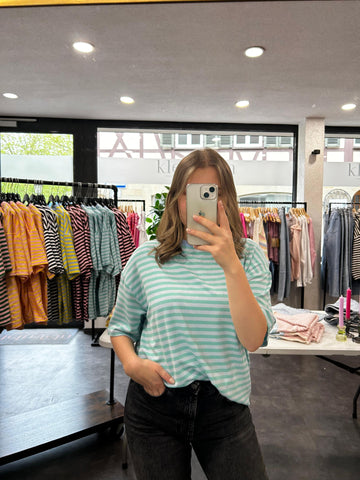 Streifen T-Shirt – Hellblau/Meeresgrün