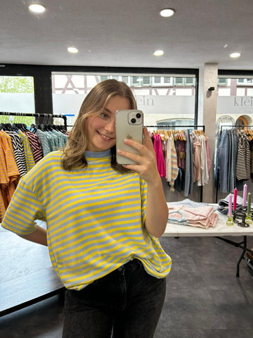 Streifen T-Shirt – Hellblau/Gelb