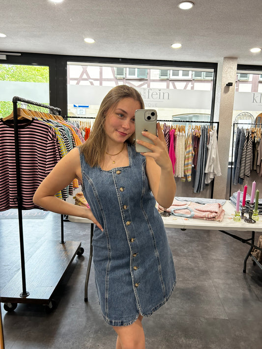 Denim dress with full-length button placket