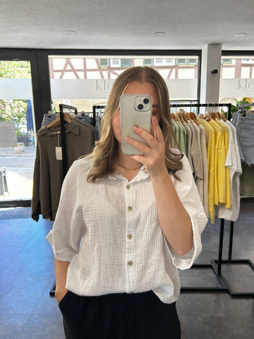 Musselinbluse Kurzarm - Weiß