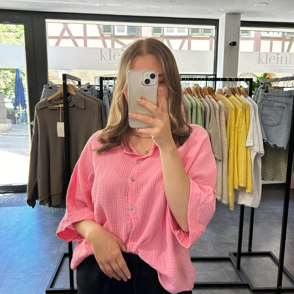 Musselinbluse Kurzarm - Bubblegum