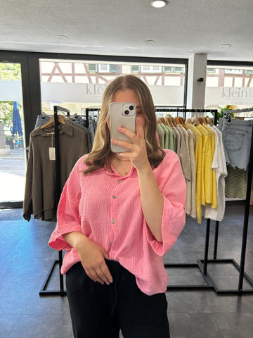 Musselinbluse Kurzarm - Bubblegum