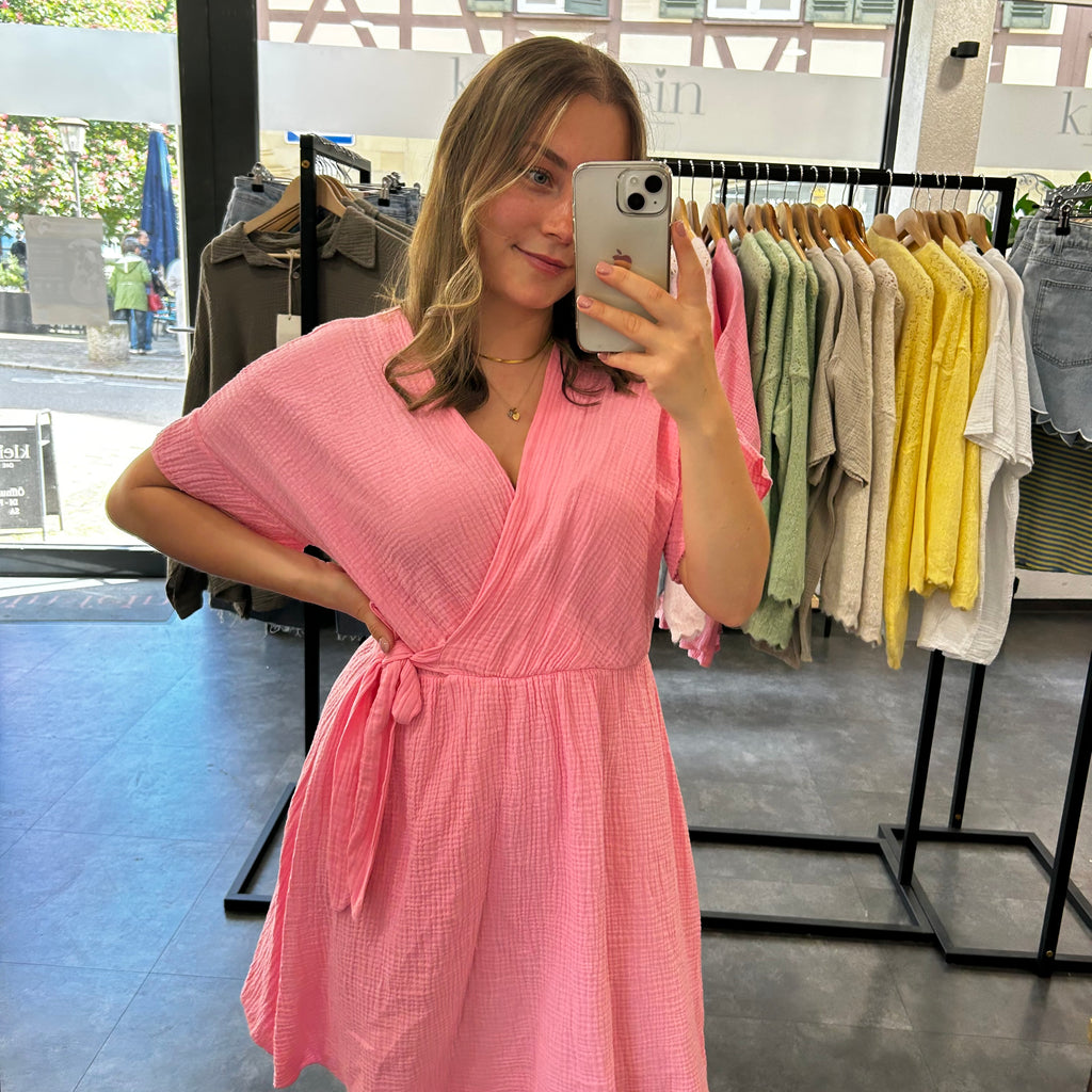 Musselinkleid kurz - Bubblegum