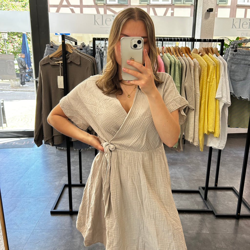 Musselinkleid kurz - Beige
