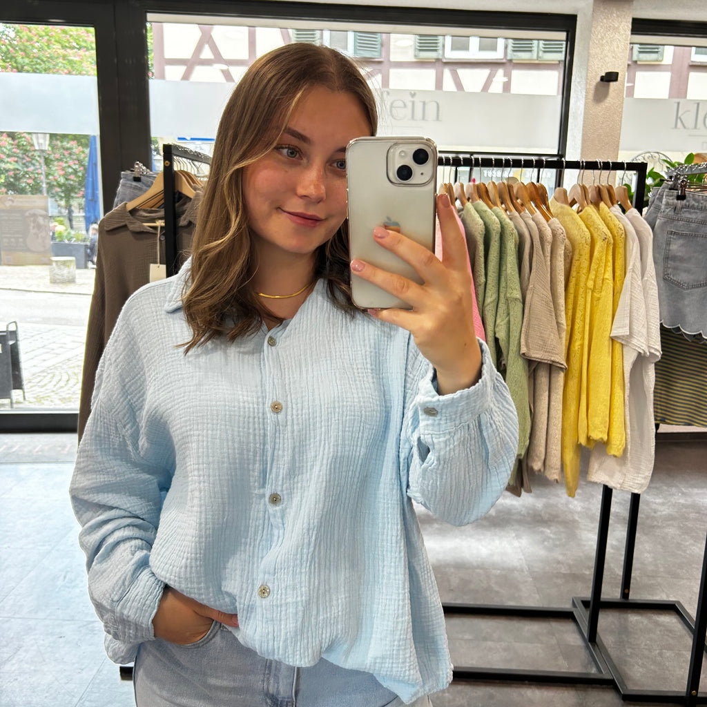 Musselinbluse - Hellblau