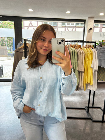 Musselinbluse - Hellblau