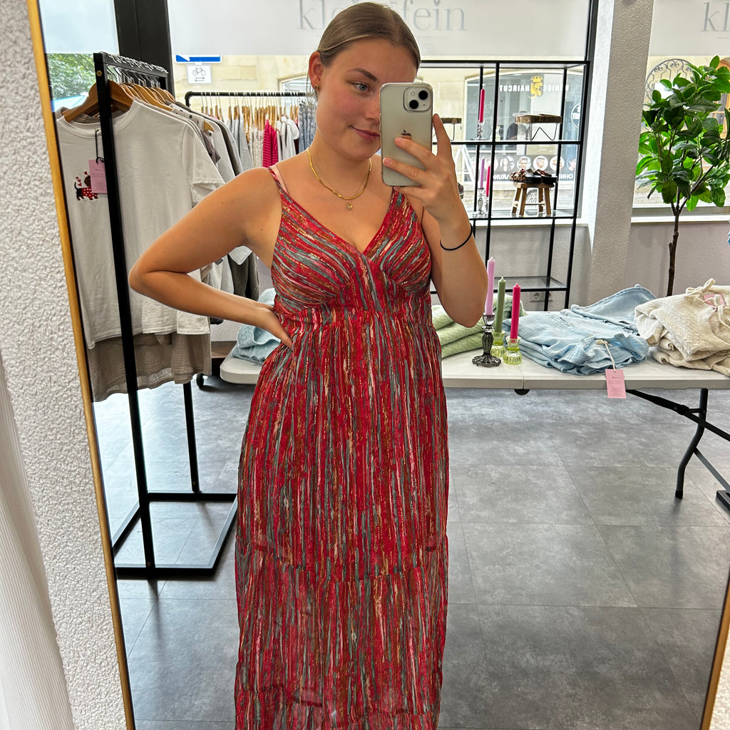 Sommerkleid - Rot-Grün Gemustert
