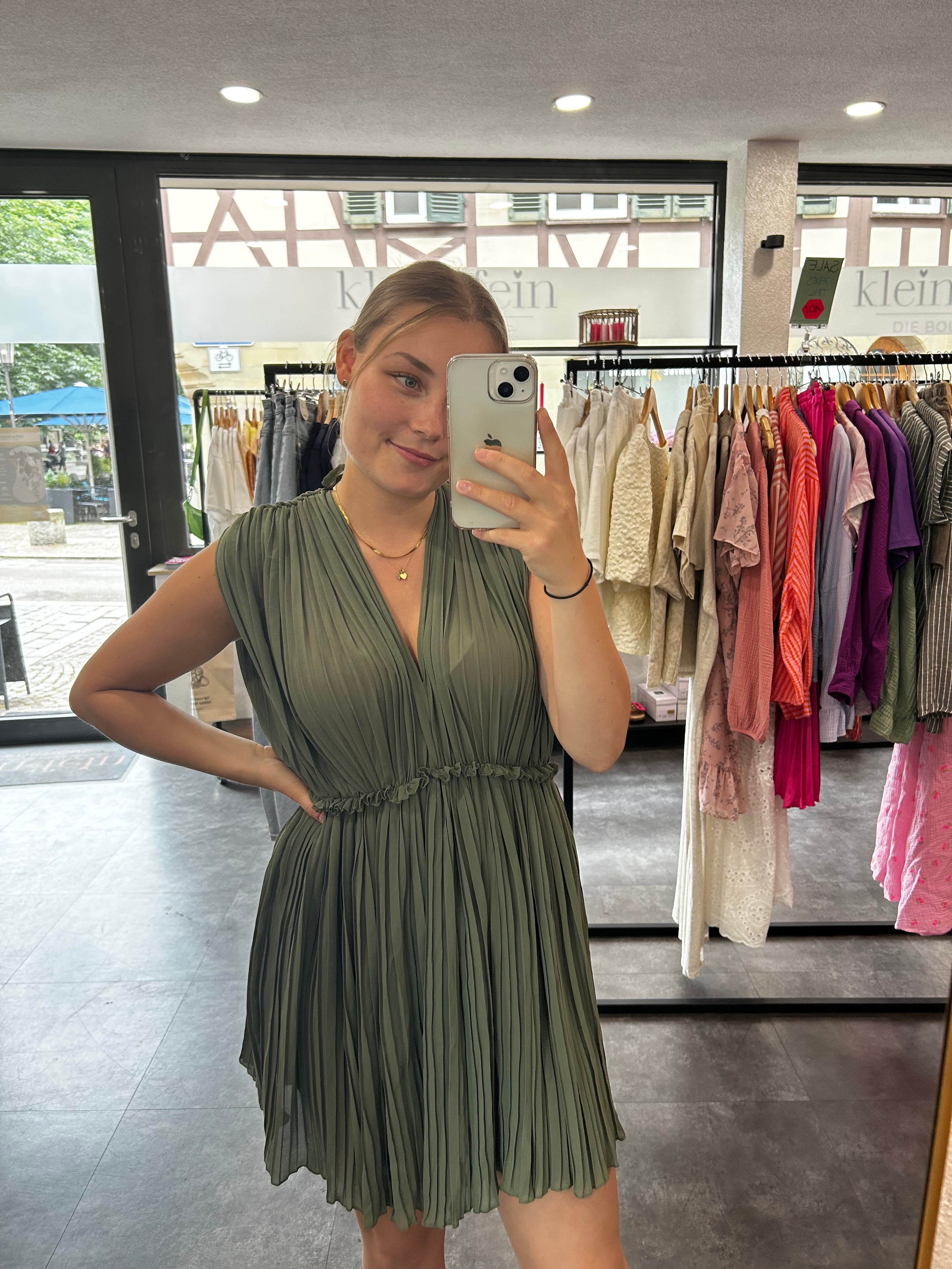 Plisseekleid Khaki
