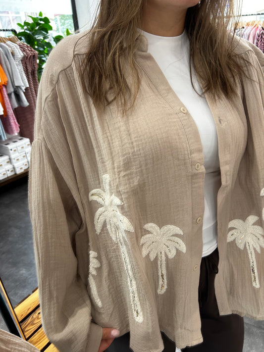 Muslin blouse with palm application