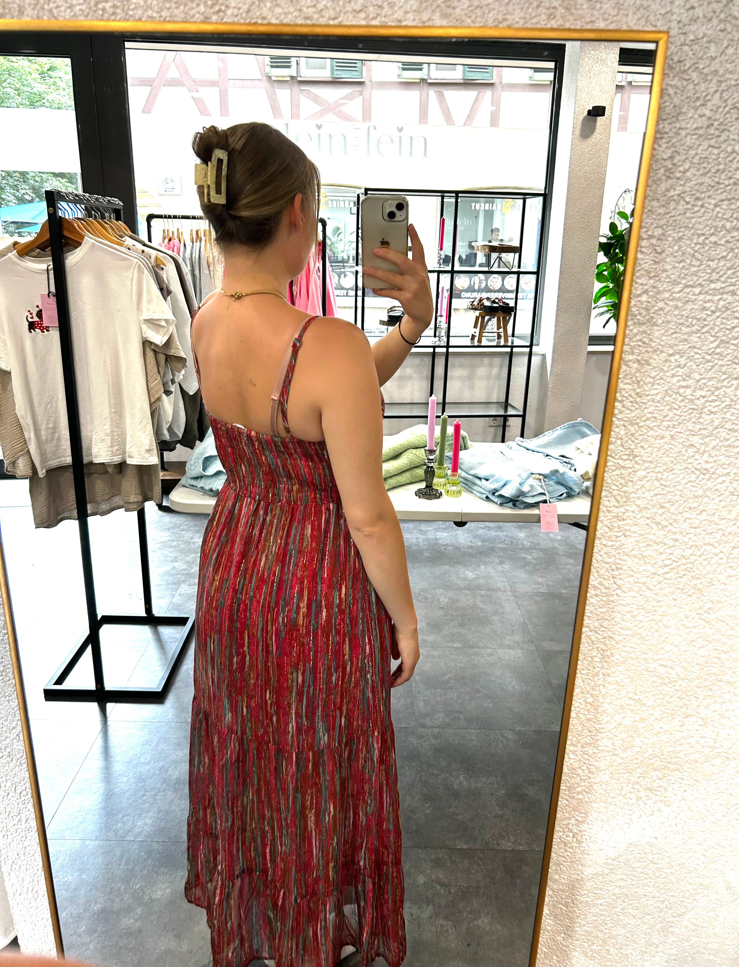 Sommerkleid - Rot-Grün Gemustert