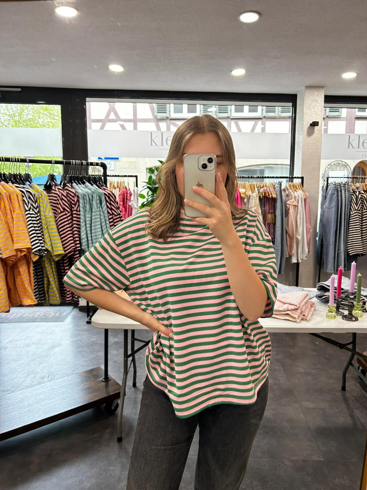 Streifen T-Shirt – Rosa/Grün