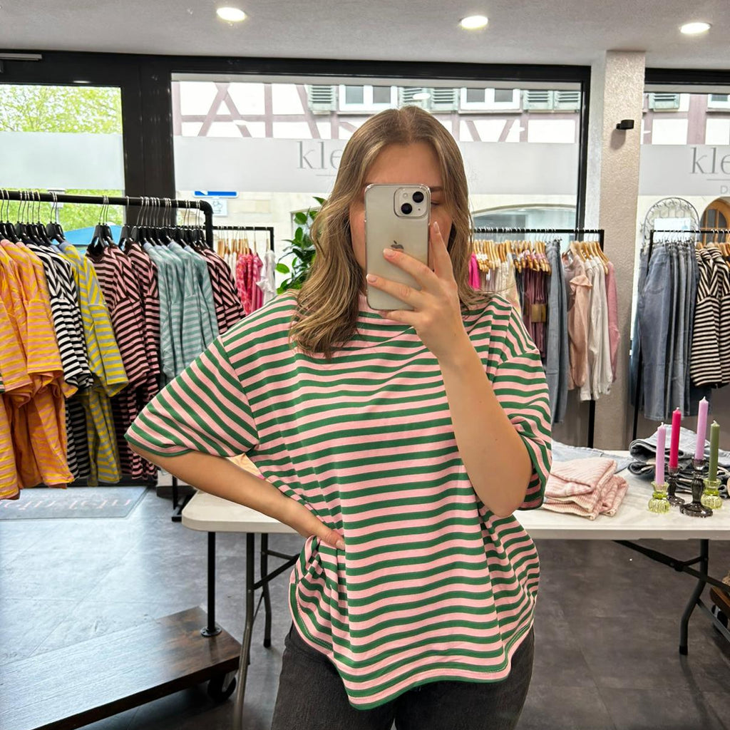 Streifen T-Shirt – Rosa/Grün