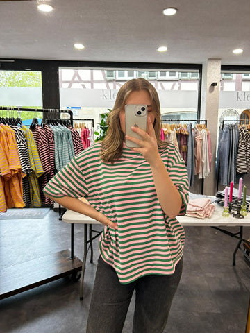 Streifen T-Shirt – Rosa/Grün