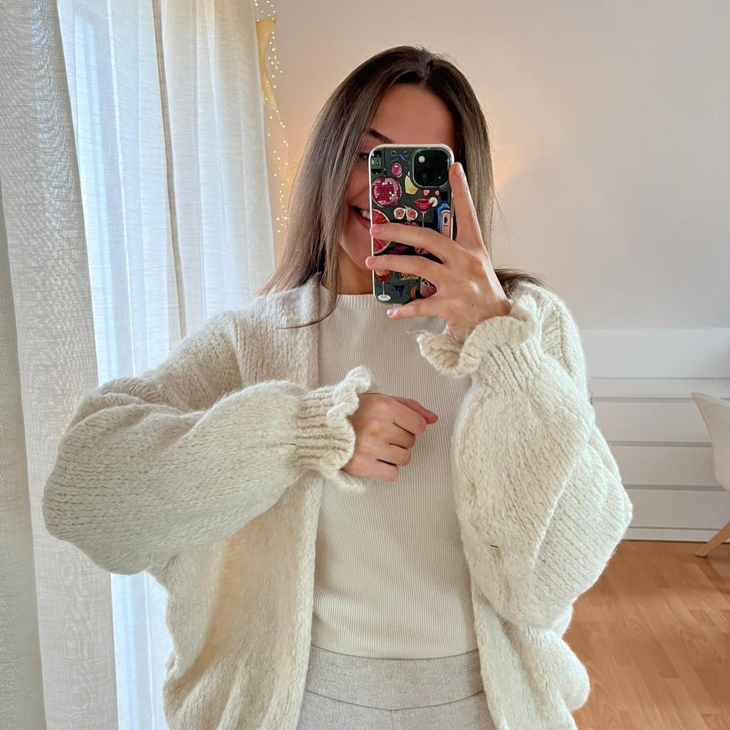 Strickjacke „Cleia“ – wollweiß