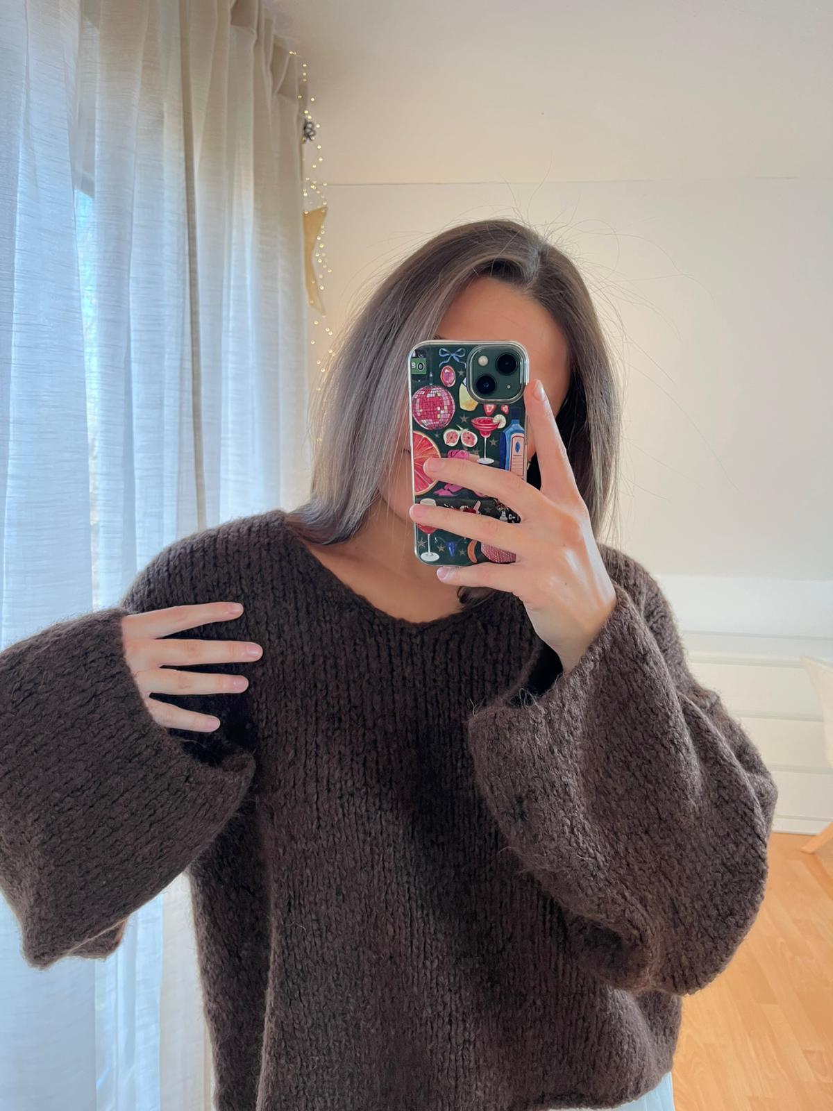 Strickpullover „Ravena“ – hellbraun dunkelbraun gestreift